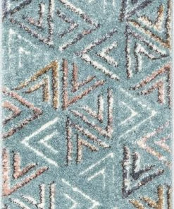 Well Woven Thanatos Modern Geometric Light Blue High-Low Shag Rug