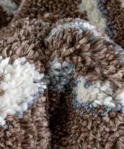 Well Woven Thanatos Modern Geometric Brown High-Low Shag Rug Vintage