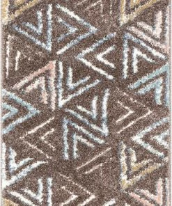 Well Woven Thanatos Modern Geometric Brown High-Low Shag Rug Vintage