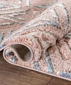 Well Woven Thanatos Modern Geometric Blush High-Low Shag Rug 18 Well Woven Thanatos Modern Geometric Blush High-Low Shag Rug