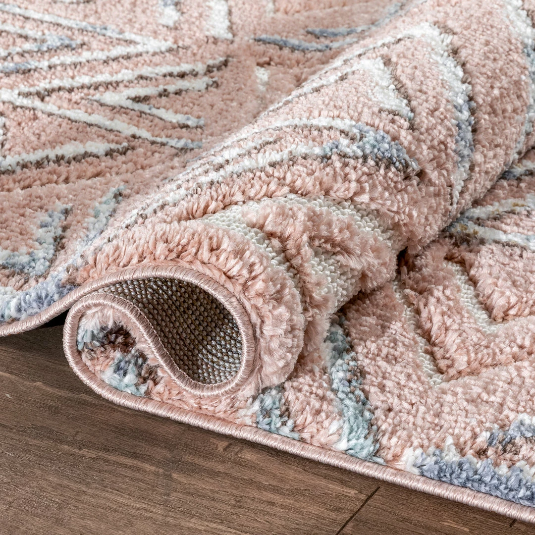 Well Woven Thanatos Modern Geometric Blush High-Low Shag Rug 5 Well Woven Thanatos Modern Geometric Blush High-Low Shag Rug