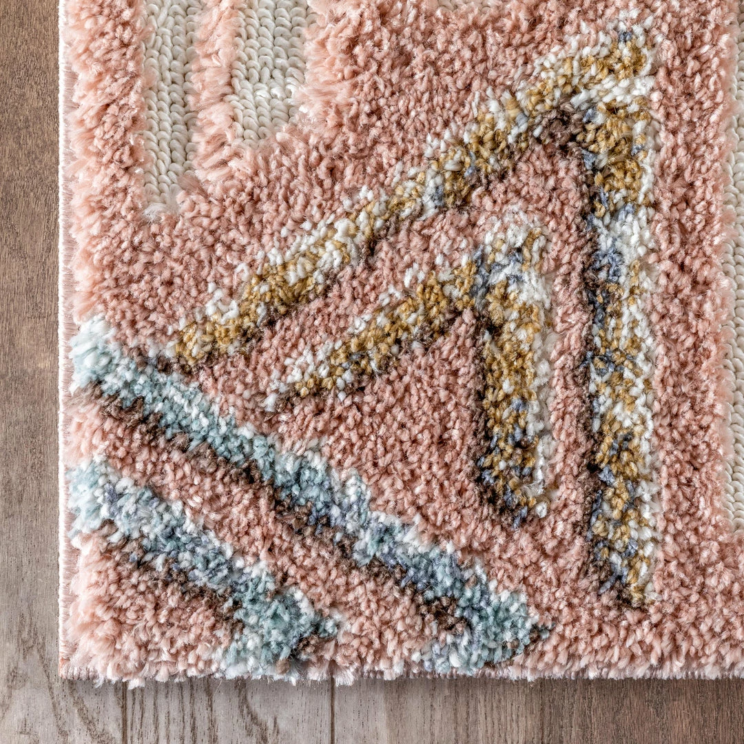 Well Woven Thanatos Modern Geometric Blush High-Low Shag Rug 4 Well Woven Thanatos Modern Geometric Blush High-Low Shag Rug