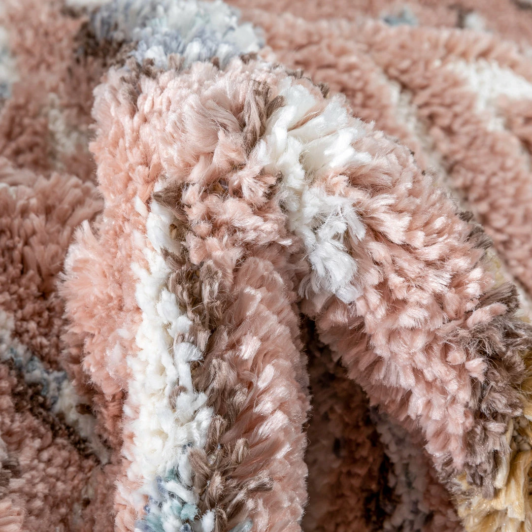 Well Woven Thanatos Modern Geometric Blush High-Low Shag Rug 3 Well Woven Thanatos Modern Geometric Blush High-Low Shag Rug