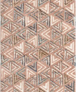 Well Woven Thanatos Modern Geometric Blush High-Low Shag Rug
