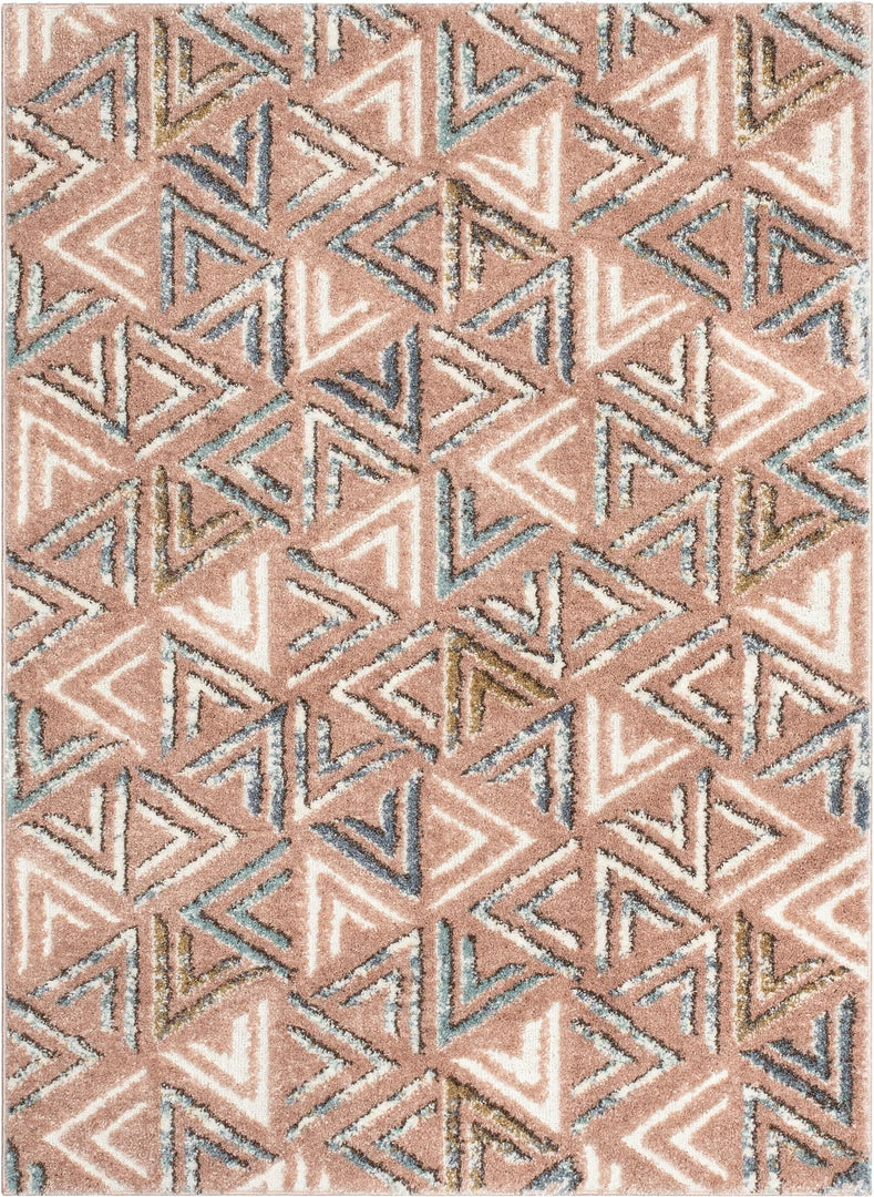 Well Woven Thanatos Modern Geometric Blush High-Low Shag Rug 2 Well Woven Thanatos Modern Geometric Blush High-Low Shag Rug