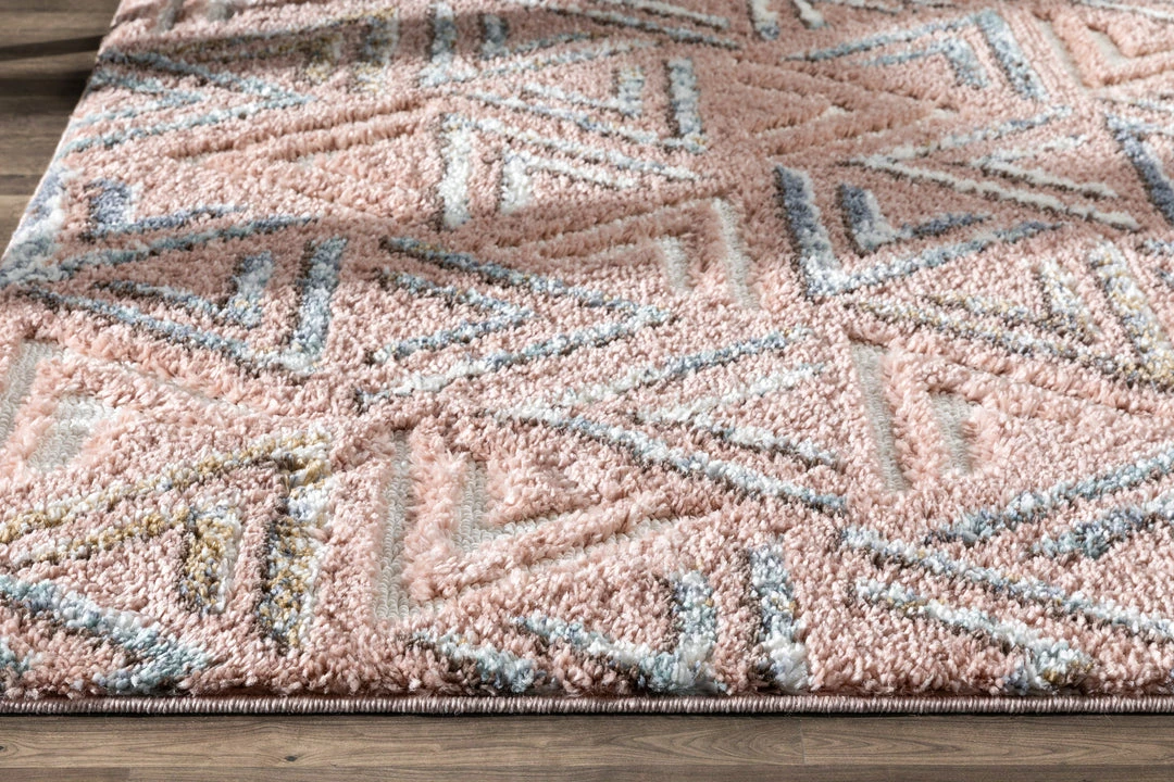 Well Woven Thanatos Modern Geometric Blush High-Low Shag Rug 8 Well Woven Thanatos Modern Geometric Blush High-Low Shag Rug