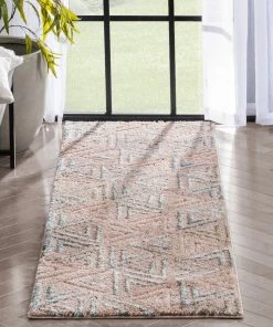 Well Woven Thanatos Modern Geometric Blush High-Low Shag Rug 24 Well Woven Thanatos Modern Geometric Blush High-Low Shag Rug