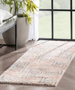 Well Woven Thanatos Modern Geometric Blush High-Low Shag Rug 25 Well Woven Thanatos Modern Geometric Blush High-Low Shag Rug