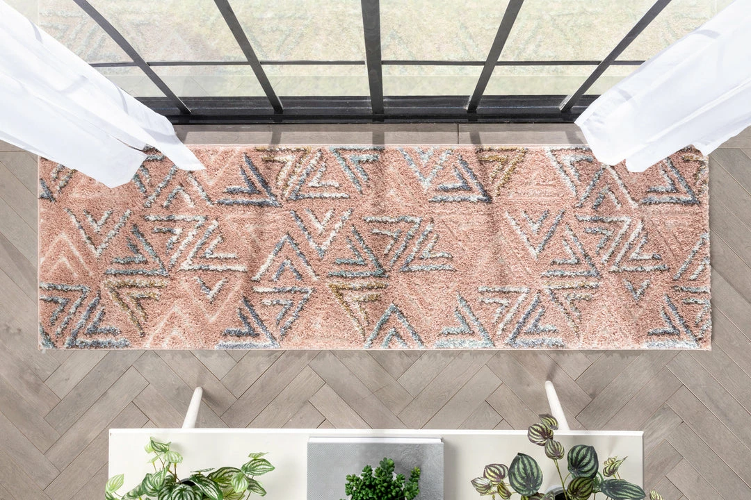 Well Woven Thanatos Modern Geometric Blush High-Low Shag Rug 13 Well Woven Thanatos Modern Geometric Blush High-Low Shag Rug