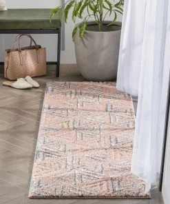 Well Woven Thanatos Modern Geometric Blush High-Low Shag Rug 27 Well Woven Thanatos Modern Geometric Blush High-Low Shag Rug