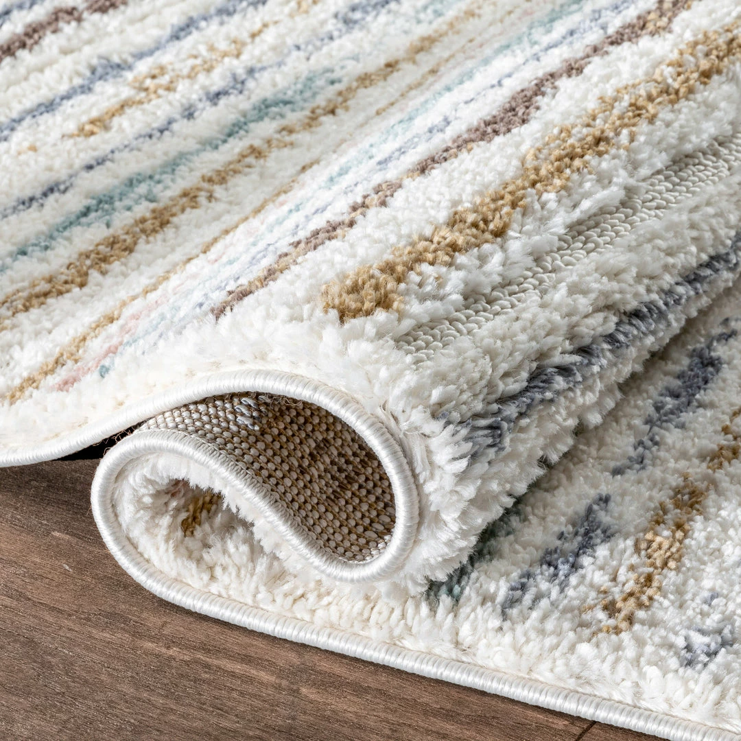 Well Woven Evander Modern Stripes Ivory High-Low Shag Rug 5 Well Woven Evander Modern Stripes Ivory High-Low Shag Rug