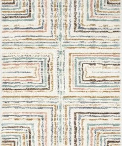 Well Woven Evander Modern Stripes Ivory High-Low Shag Rug