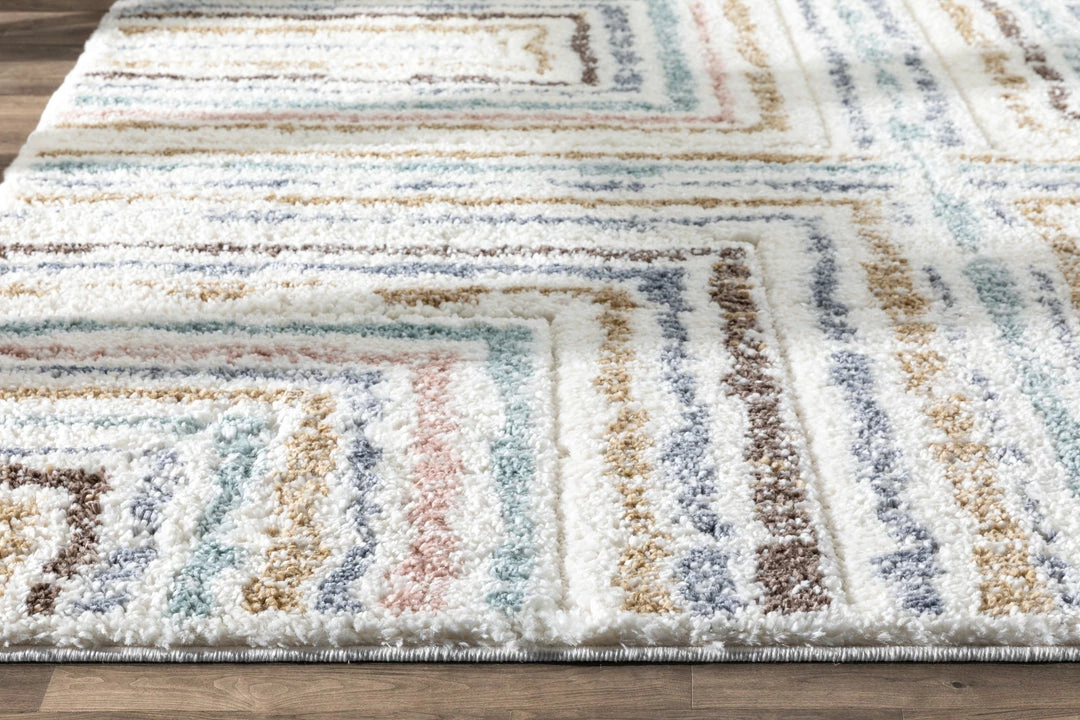 Well Woven Evander Modern Stripes Ivory High-Low Shag Rug 8 Well Woven Evander Modern Stripes Ivory High-Low Shag Rug