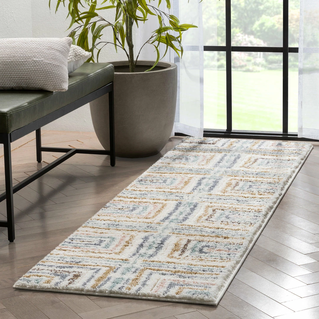 Well Woven Evander Modern Stripes Ivory High-Low Shag Rug 11 Well Woven Evander Modern Stripes Ivory High-Low Shag Rug