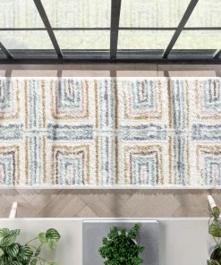 Well Woven Evander Modern Stripes Ivory High-Low Shag Rug 25 Well Woven Evander Modern Stripes Ivory High-Low Shag Rug