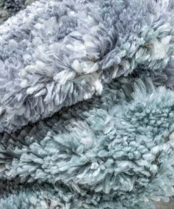 Well Woven Global Calliope Moroccan Trellis Ivory Blue High-Low Shag Rug