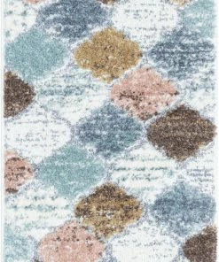 Well Woven Global Calliope Moroccan Trellis Ivory Blue High-Low Shag Rug