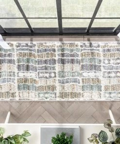 Well Woven Brontes Tribal Geometric Grey High-Low Shag Rug Global