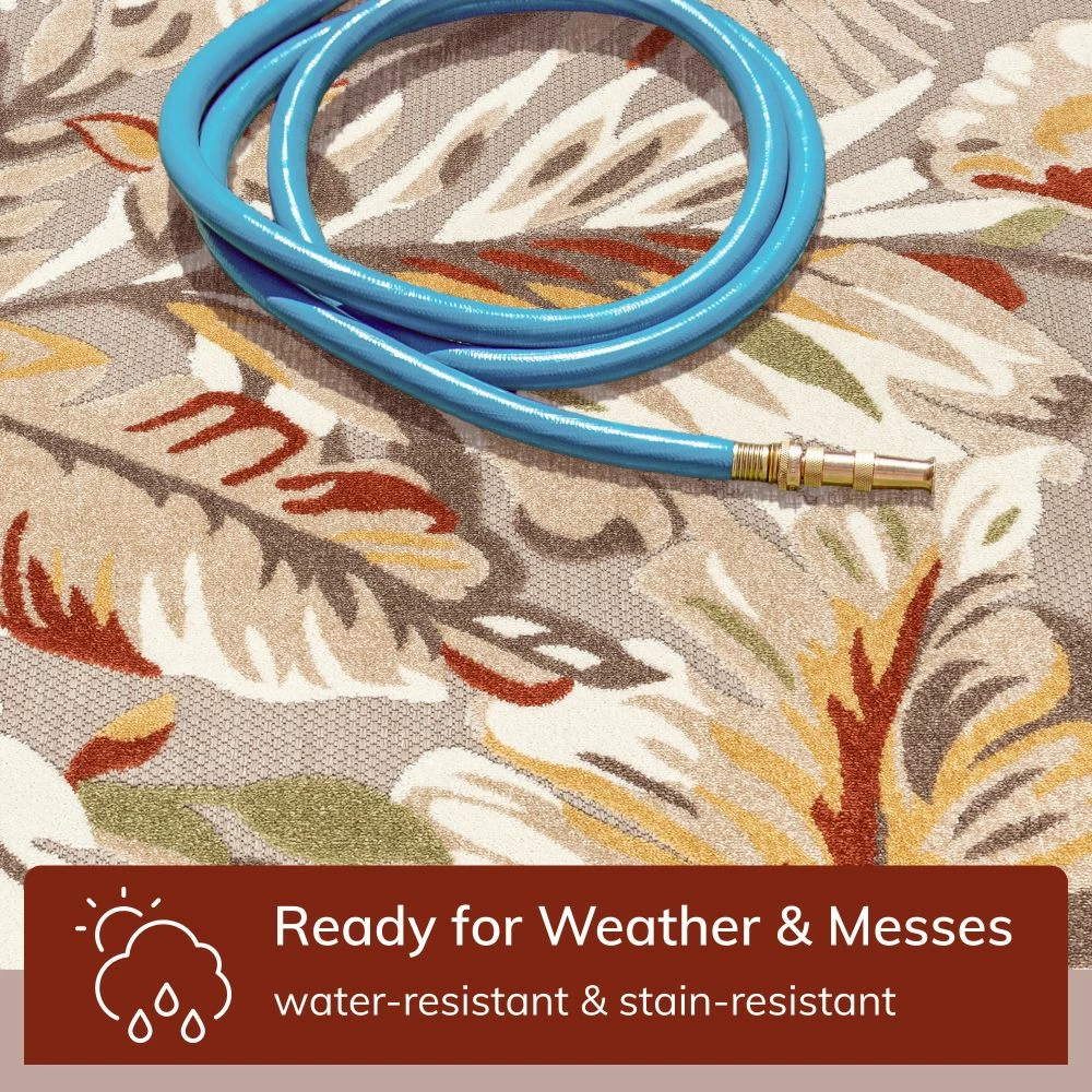 Well Woven Wilmington Beige Modern Tropical Indoor Outdoor Rug 3 Well Woven Wilmington Beige Modern Tropical Indoor Outdoor Rug