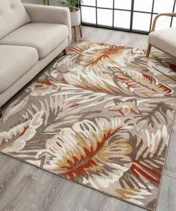 Well Woven Wilmington Beige Modern Tropical Indoor Outdoor Rug