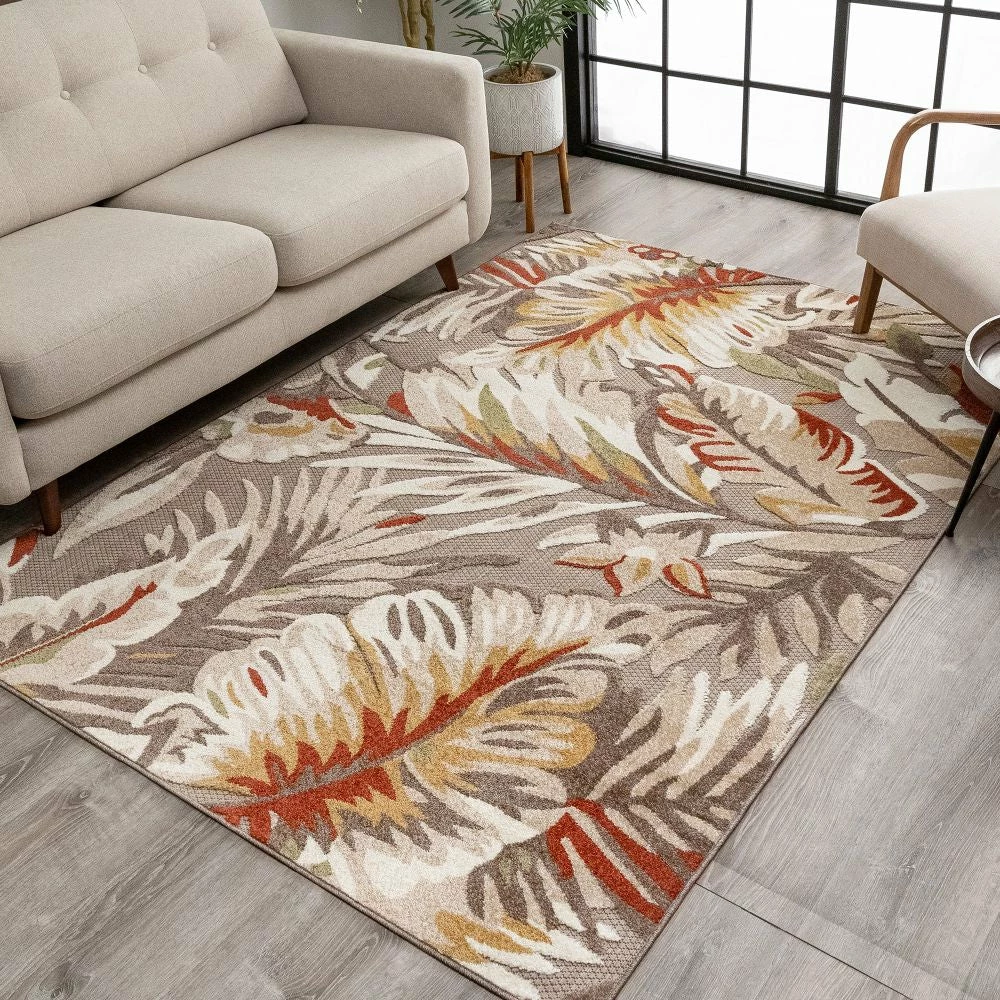 Well Woven Wilmington Beige Modern Tropical Indoor Outdoor Rug 7 Well Woven Wilmington Beige Modern Tropical Indoor Outdoor Rug
