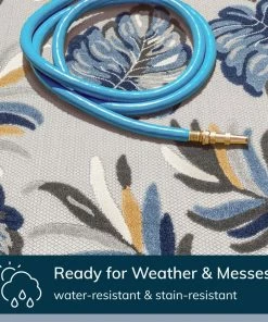 Well Woven Wilmington Blue Modern Tropical Indoor Outdoor Rug