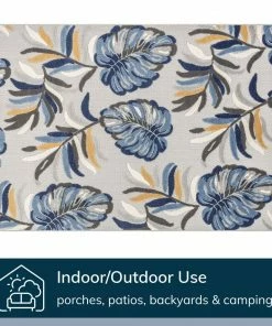 Well Woven Wilmington Blue Modern Tropical Indoor Outdoor Rug