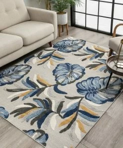Well Woven Wilmington Blue Modern Tropical Indoor Outdoor Rug