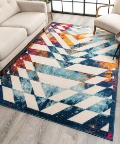 Well Woven Carmen Geometric Chevron Bold Multi-Color Multi Indoor/Outdoor High-Low Rug