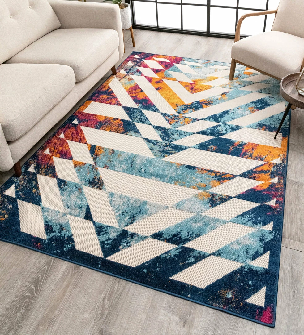 Well Woven Carmen Geometric Chevron Bold Multi-Color Multi Indoor/Outdoor High-Low Rug 2 Well Woven Carmen Geometric Chevron Bold Multi-Color Multi Indoor/Outdoor High-Low Rug