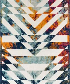 Well Woven Carmen Geometric Chevron Bold Multi-Color Multi Indoor/Outdoor High-Low Rug