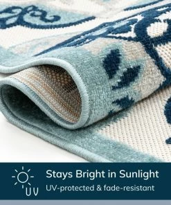 Well Woven Cabo Bold Floral Blue Indoor/Outdoor High-Low Rug