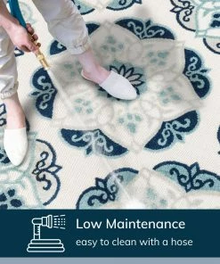 Well Woven Cabo Bold Floral Blue Indoor/Outdoor High-Low Rug