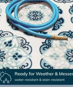 Well Woven Cabo Bold Floral Blue Indoor/Outdoor High-Low Rug