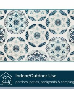 Well Woven Cabo Bold Floral Blue Indoor/Outdoor High-Low Rug