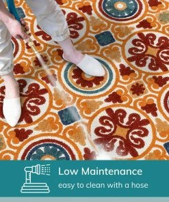 Well Woven Audun Modern Geometric Indoor/Outdoor Red High-Low Rug