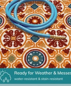 Well Woven Audun Modern Geometric Indoor/Outdoor Red High-Low Rug