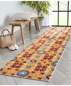 Well Woven Audun Modern Geometric Indoor/Outdoor Red High-Low Rug