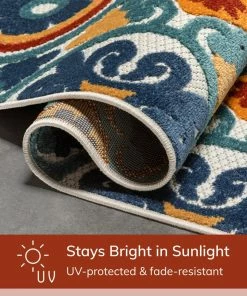 Well Woven Audun Modern Geometric Indoor/Outdoor Blue High-Low Rug