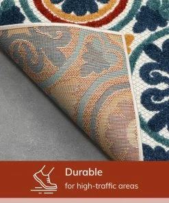 Well Woven Audun Modern Geometric Indoor/Outdoor Blue High-Low Rug