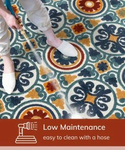 Well Woven Audun Modern Geometric Indoor/Outdoor Blue High-Low Rug