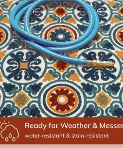 Well Woven Audun Modern Geometric Indoor/Outdoor Blue High-Low Rug