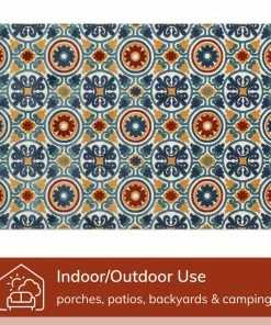 Well Woven Audun Modern Geometric Indoor/Outdoor Blue High-Low Rug