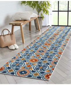 Well Woven Audun Modern Geometric Indoor/Outdoor Blue High-Low Rug