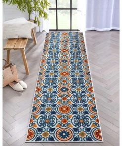 Well Woven Audun Modern Geometric Indoor/Outdoor Blue High-Low Rug
