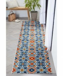 Well Woven Audun Modern Geometric Indoor/Outdoor Blue High-Low Rug