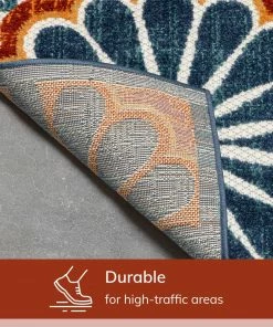 Well Woven Seri Modern Geometric Indoor/Outdoor Blue High-Low Rug