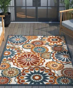 Well Woven Seri Modern Geometric Indoor/Outdoor Blue High-Low Rug