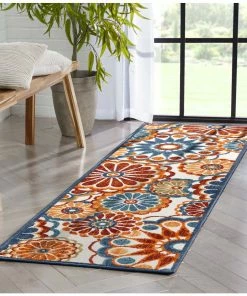Well Woven Seri Modern Geometric Indoor/Outdoor Blue High-Low Rug