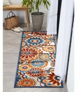 Well Woven Seri Modern Geometric Indoor/Outdoor Blue High-Low Rug